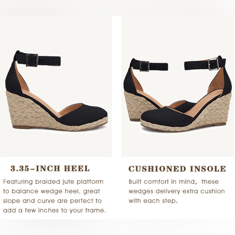 Brand New Mocha Closed Toe Ankle Strap Wedge Espadrilles - Picture 11 of 13
